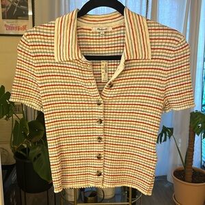 Madewell Barbrook Button Front Sweater Polo
Women's S Stripe Ribbed Polo